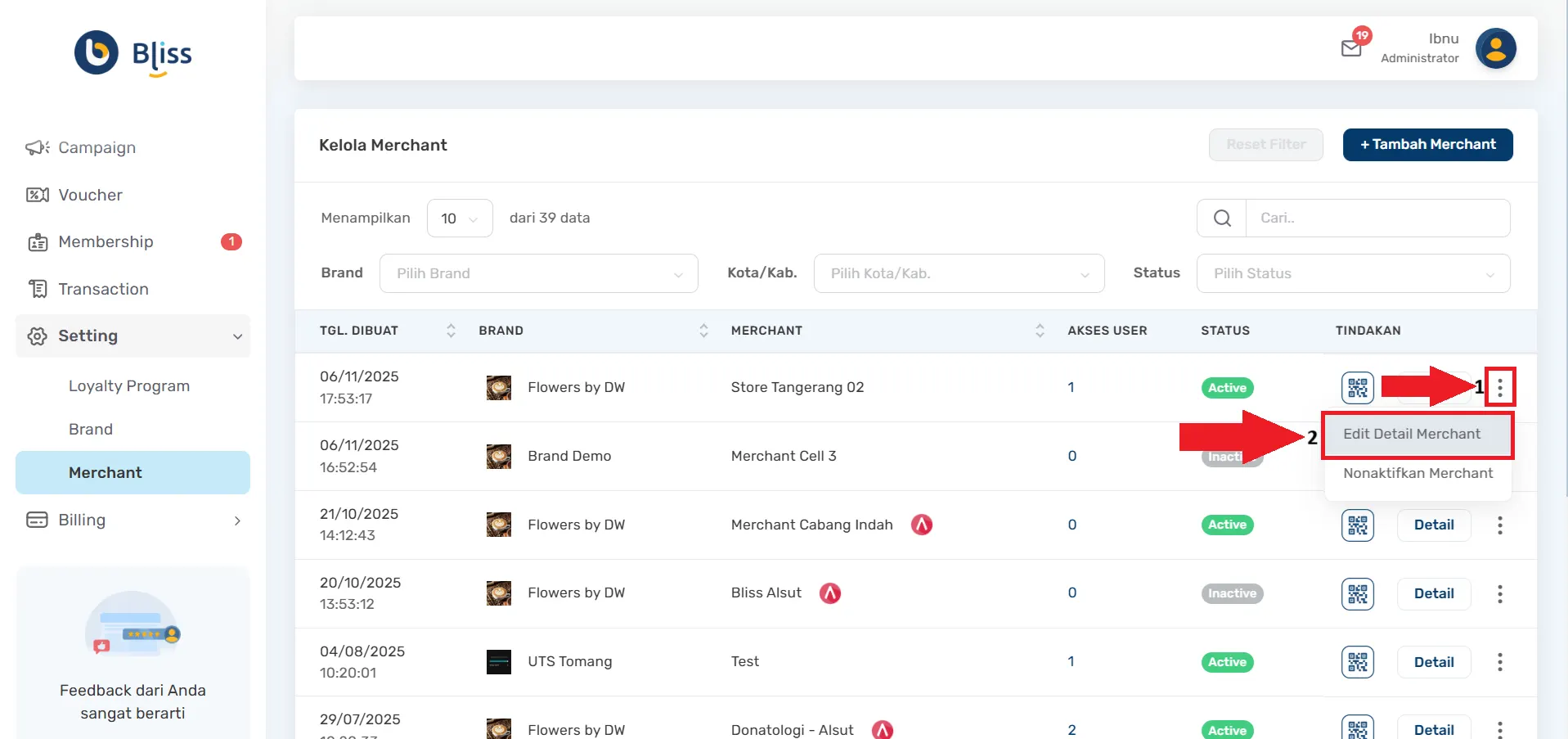 Cara memperbarui detail merchant